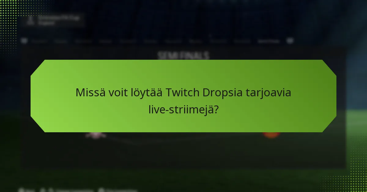 Missä voit löytää Twitch Dropsia tarjoavia live-striimejä?