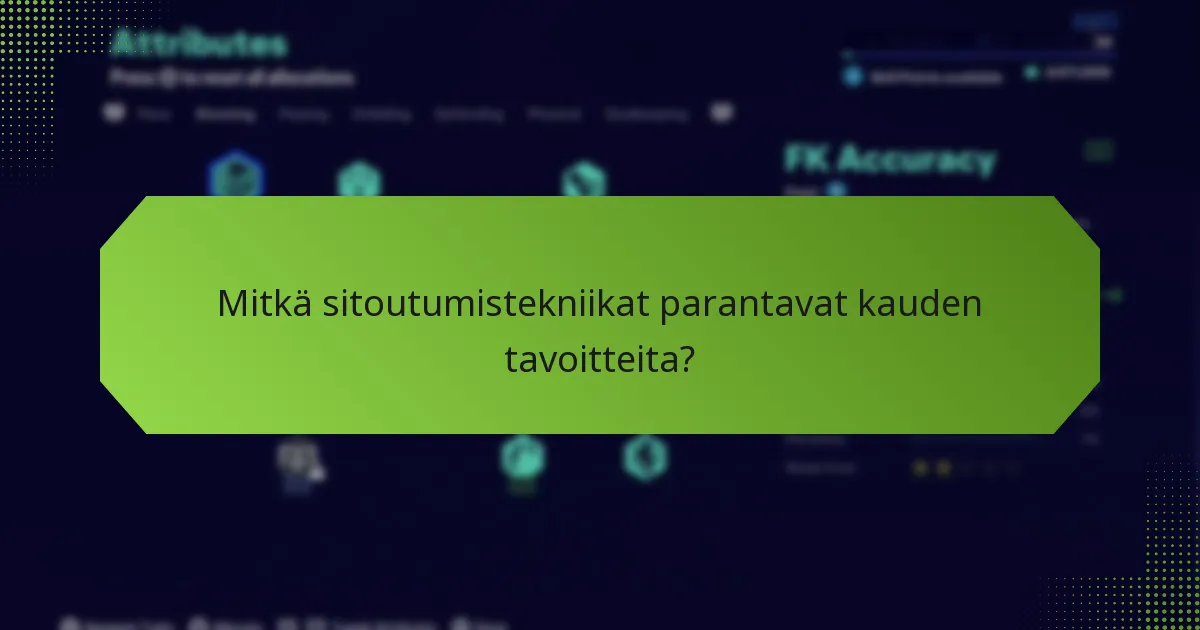 Mitkä sitoutumistekniikat parantavat kauden tavoitteita?
